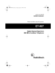 Radio Shack ET-927 Cordless Telephone User Manual