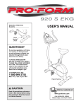 ProForm PFEX17910 Exercise Bike User Manual