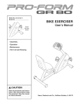 ProForm 831.21521.1 Exercise Bike User Manual
