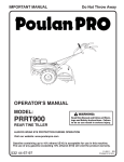 Poulan PRRT9000 Tiller User Manual