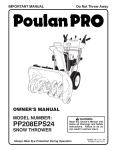 Poulan 435999 Snow Blower User Manual