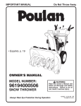 Poulan 424027 Snow Blower User Manual