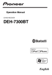 Pioneer DEH-7300BT Car Satellite TV System User Manual