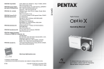 Pentax Optio X Digital Camera User Manual