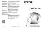 Pentax Optio MX4 Digital Camera User Manual