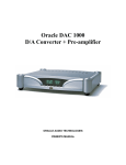 Oracle Audio Technologies DAC 1000 Stereo Amplifier User Manual