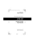 Optimus CTR-107 Cassette Player User Manual