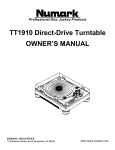 Numark Industries TT1910 Turntable User Manual