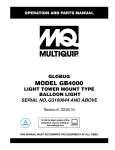 Multiquip GB4000 Marine Lighting User Manual