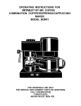 Mr. Coffee ECM11 Espresso Maker User Manual
