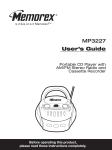 Memorex MP3227 CD Player User Manual