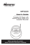 Memorex MP3225 Portable CD Player User Manual