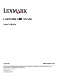 Lexmark 840 Series Printer User Manual