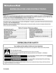 KitchenAid KSRN25FRWH01 Refrigerator User Manual