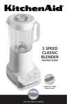 KitchenAid 3 Speed Classic Blender Blender User Manual