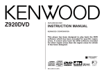 Kenwood Z920DVD Car Video System User Manual