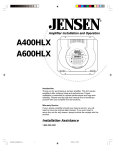 Jensen A400HLX Car Amplifier User Manual