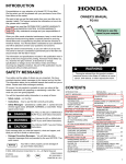 Honda Power Equipment FG110 Tiller User Manual