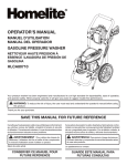 Homelite HLCA80710 Pressure Washer User Manual