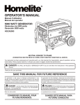 Homelite HGCA5000 Portable Generator User Manual