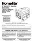 Homelite HGCA1400 Portable Generator User Manual