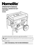 Homelite HG6000 Portable Generator User Manual