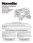 Homelite HG5000 Portable Generator User Manual