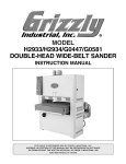 Grizzly H2933 Sander User Manual