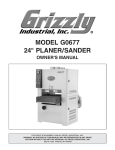 Grizzly G0677 Planer User Manual
