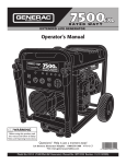 Generac 101 9-3 Portable Generator User Manual