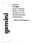 Gemini PT-2000 Turntable User Manual