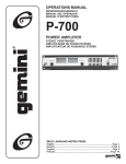 Gemini P-700 Stereo Amplifier User Manual