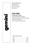 Gemini CDS-2000 CD Player User Manual
