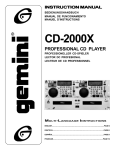 Gemini CD-2000X CD Player User Manual