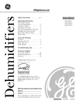 GE AHG30LH Dehumidifier User Manual
