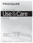 Frigidaire FAQE7001LW Washer/Dryer User Manual