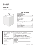 Frigidaire 134670300 Washer User Manual