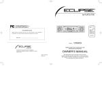 Eclipse - Fujitsu Ten CD5433 Car Satellite Radio System User Manual