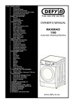 Defy Appliances 1100 Washer User Manual