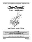 Cub Cadet 721E Snow Blower User Manual