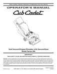 Cub Cadet 60 Yard Vacuum User Manual