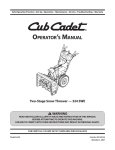 Cub Cadet 524 SWE Snow Blower User Manual