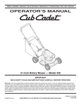 Cub Cadet 439 Lawn Mower User Manual