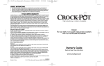 Crock-Pot Classic 2-3.5 Quart Slow Cooker User Manual