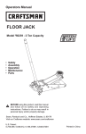 Craftsman 950239-2 Ton Capacity Automobile Parts User Manual