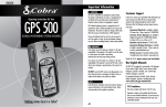 Cobra Electronics GPS 500 GPS Receiver User Manual