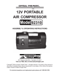 Central Pneumatic Air Compressor 92310 Air Compressor User Manual