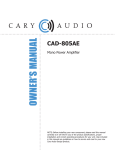 Cary Audio Design CAD-805AE Stereo Amplifier User Manual