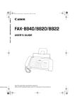 Canon B820 Fax Machine User Manual