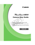 Canon A800 Camcorder User Manual